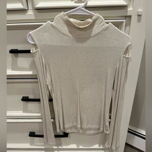 LNA Cream Long Sleeve Cut Out Blouse